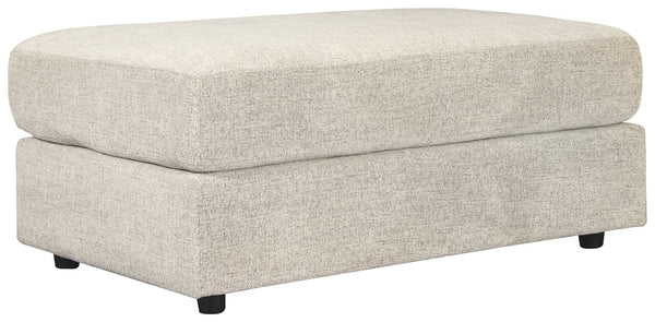 Flaunting a trendsetting silhouette, this oversized accent ottoman puts the contemporary in your contemporary home. Its ample surface space gives you elongated plushness for foot relaxation. And the chunky chenille fabric satisfies your need for a piece t
