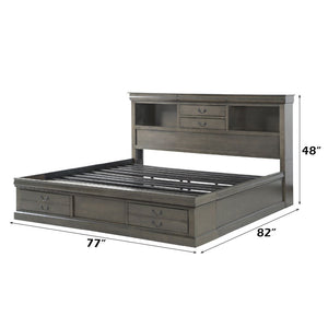 Louis Philippe III - Eastern King Bed - Dark Gray