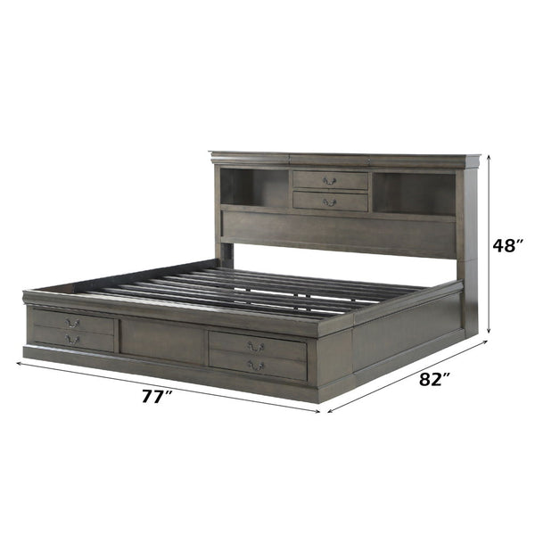 Louis Philippe III - Eastern King Bed - Dark Gray