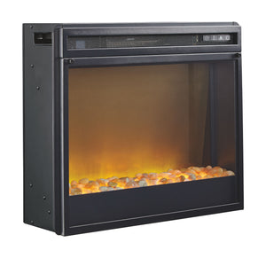 Trinell - Brown - 2 Pc. - 63" TV Stand with Fireplace Insert Glass/Stone