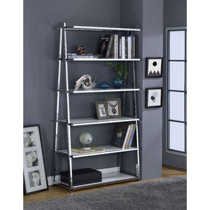 Coleen - Bookshelf - White High Gloss & Chrome