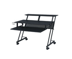 Perfectly fit for every workspace, this Suitor Music Recording Studio Desk offers style without sacrificing function. The shelves are intended to make your working space neat and organized and also keep the monitor at an eye-level for comfortable viewing.