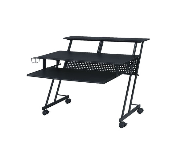 Perfectly fit for every workspace, this Suitor Music Recording Studio Desk offers style without sacrificing function. The shelves are intended to make your working space neat and organized and also keep the monitor at an eye-level for comfortable viewing.