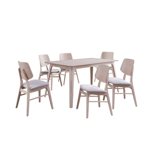 The Oscar Mid-Century Modern Wood 5 Piece Dining Set embodies the essence of mid-century modern design, characterized by clean lines, organic curves, and a focus on functionality. The sleek, minimalist design of the 60-inch dining table and accompanying 6