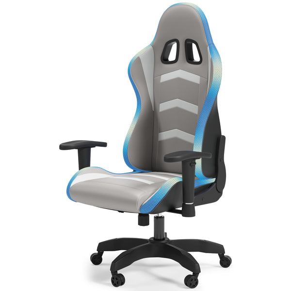 Lynxtyn - White / Gray - Home Office Swivel Desk Chair