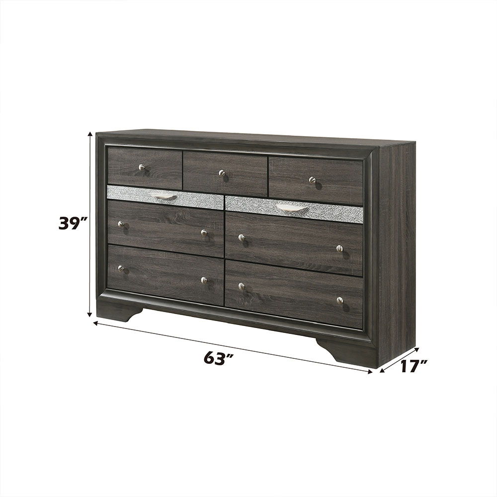 9 Drw (Jewelry Drawer w/Compartments) Drawer: GLIDE Center Metal (Kenlin, 3/4 Ext.), DOVETAIL English Front & Back, Fully Finished Inside (Full Ext. & FELT-LINED Only for Jewelry Drawer), Safety Stop, Manual Closing, Hdw: Single Pull Knobs Top Drawers, Ha