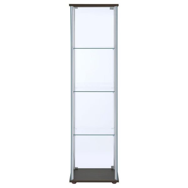 Bellatrix - 4-Shelf Clear Glass Curio Cabinet - Cappuccino
