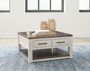  the planked look and clean two-tone finish lend a relaxing vintage feel. A clever lift-top section and spacious storage drawers double up on form an