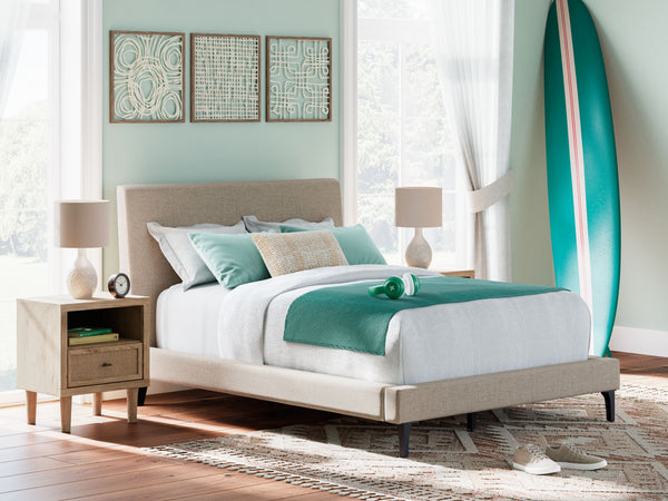Cielden - Soft Gray - Full Upholstered Bed with Roll Slats