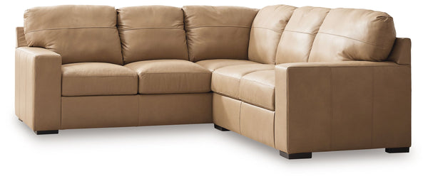 Indulge in attainable, top-of-the-line luxury. With this sectional, you can outfit your home in ultra-sleek style. Genuine leather upholstery on the interior provides the richly refined look and feel you love without breaking the bank. Clean-lined arms po