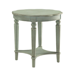 The French country-inspired Fordon occasional table is gracefully designed and made from quality materials. Scalloped round table top, turned legs and a bottom shelf, each piece is carefully crafted while superb functionality is kept in mind. This occasio