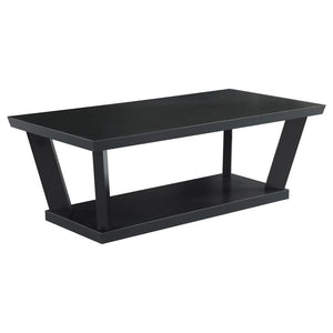  this modern three-piece occasional set lends a bold look to a space with their