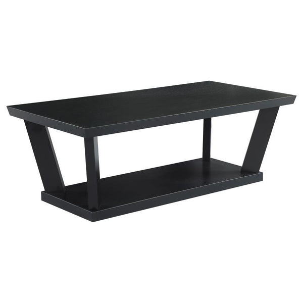 this modern three-piece occasional set lends a bold look to a space with their