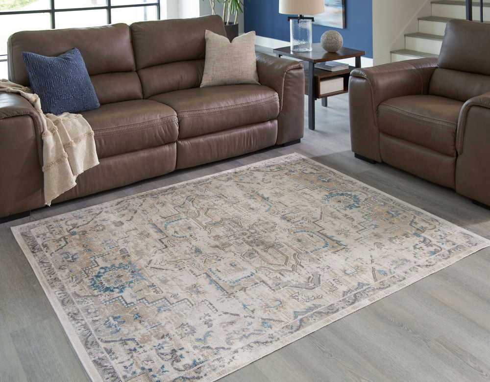 Make an impact with the muted hues of this rug. Mastering the art of modern aesthetics, an antiqued medallion design is a dynamic yet understated inclusion to your space. The best part? This rug is super easy to cleanâ€”simply drop it in the washing machi