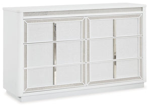 Transform your bedroom with this dresser. Its modern design and glamorous details create a sophisticated retreat. The built-in LED lighting and rhinestone-framed drawers add style and practical storage. Let your sanctuary shineâ€”and never let anyone dull