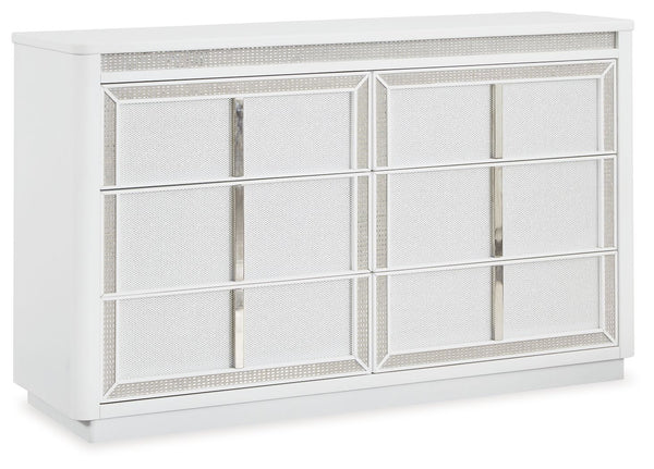 Transform your bedroom with this dresser. Its modern design and glamorous details create a sophisticated retreat. The built-in LED lighting and rhinestone-framed drawers add style and practical storage. Let your sanctuary shineâ€”and never let anyone dull