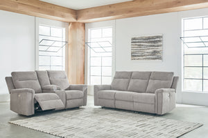 The ability to go from fully upright to relaxed and stretched out, all at the touch of a button, awaits. A beautiful blend of plush upholstery and casual style, the Barnsana power reclining living room set invites you to sink into ultimate comfort. Whethe