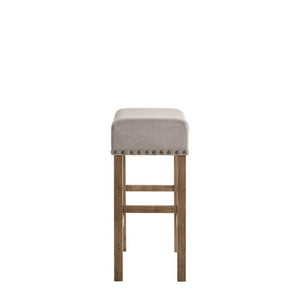Martha II - Stool (Set of 2) - Tan Linen & Weathered Oak