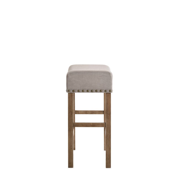 Martha II - Stool (Set of 2) - Tan Linen & Weathered Oak
