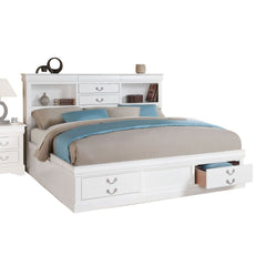 The Louis Philippe III storage bedroom collection features storage bed, headboard with hidden drawers, carefully crafted with selected wood and veneers and complemented by brushed nickel hardware. This collection will make the perfect companion for your f