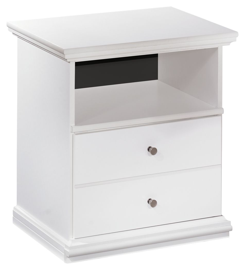 Clean and simply beautiful, this nightstand sets the standard for understated elegance. Though designed to look like a two-drawer piece, a single deep drawer provides plenty of storage potential. An open cubby offers plenty of display space, while the pew