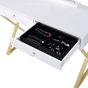 Coleen - Vanity Desk - White & Gold Finish