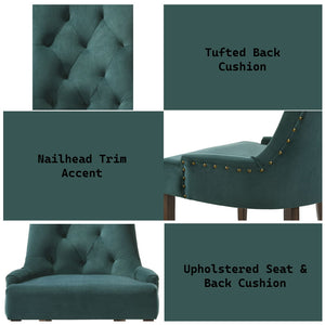Farren - Side Chair (Set of 2) - Green Velvet & Espresso Finish
