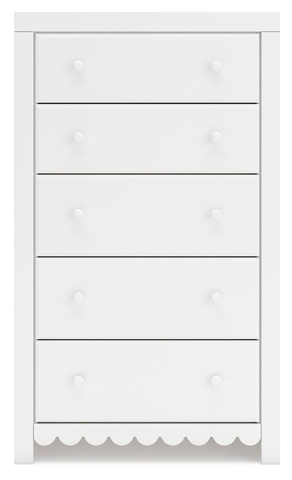 Mollviney - White - Five Drawer Chest