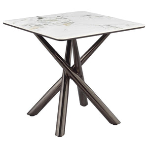 Carvell - Square Sintered Stone End Side Table - Mirage White