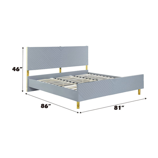 Gaines - Eastern King Bed - Gray High Gloss Finish