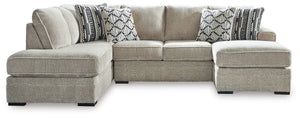 This sectional caters to your need for contemporary comfort. Itâ€™s decked out in feel-good fabric in a versatile hue. Family-friendly and ideal for hosts with the most, two chaises give more people the space the sprawl out. Quality time has never been so
