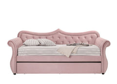 Create a dream bedrooms for your little ones with the Adkins Daybed that truly make their dream come true. The frame of the bed strikes a classic silhouette with gentle curves and sleigh-style arms, fully upholstered in a sofa velvet. Beautiful accents ar