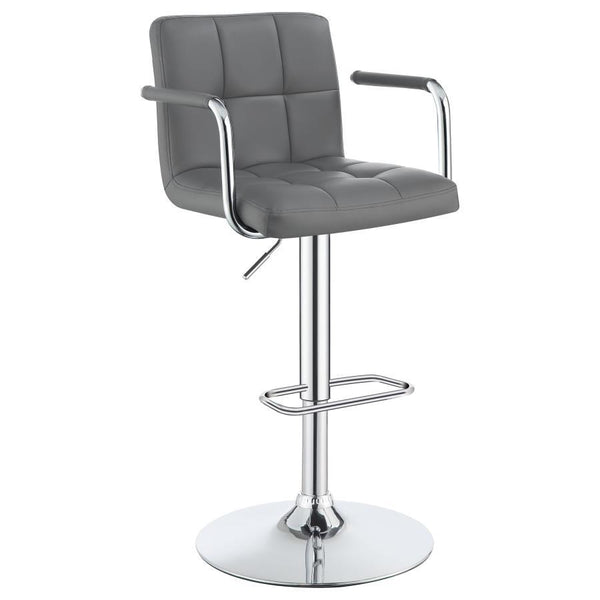 Upgrade your seating experience with this sleek hydraulic gas lift adjustable bar stool, perfect for modern kitchens or home bars. The stool features a cushioned seat with stylish tufting and a durable faux leather finish, providing both comfort and easy 