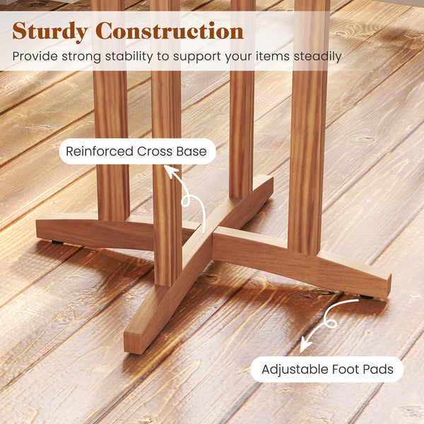 Solid acacia wood construction for long-term use (natural  sturdy)<br>Suitable for 2-4 people with a 28" round tabletop<br>Slatted tabletop ensures hassle-free cleaning<br>Reinforced connections for additional stability<br>Adjustable foot pads adapt to un