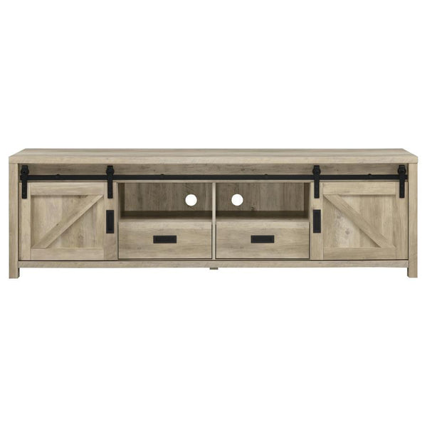 Madra - 2-Door Engineered Wood TV Stand - Distressed Pine