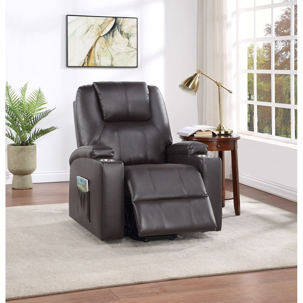 Seat Construction: Pocket Coil Tight Seat & Back Cushion Power Lift 2 Cup Holders Included Cushion Thickness: 6-"