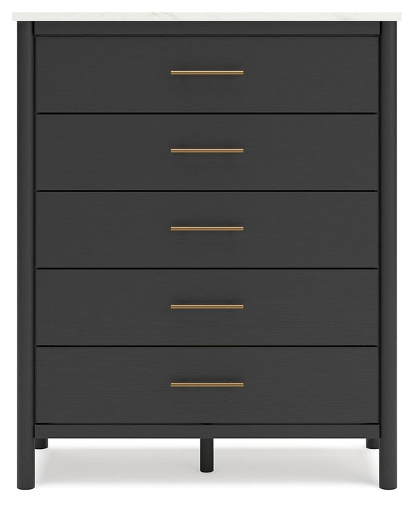 Cadmori - Black / White - Five Drawer Wide Chest