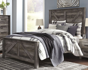 Wynnlow - Gray - 5 Pc. - Queen Crossbuck Panel Bed