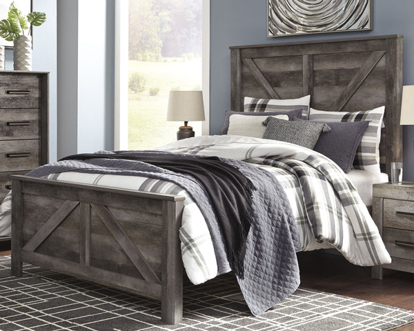 Wynnlow - Gray - 5 Pc. - Queen Crossbuck Panel Bed
