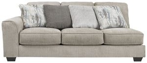 Plush and lovely, this large left-arm facing sofa delights with deep comfort. Itâ€™s casually styled with big, roomy seats and modern textured chenille upholstery. Youâ€™ll find comfort in its soft back and reversible seat cushions. The 4 decorative pillo
