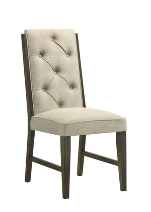 Bring a perfect blend of style and comfort to your dining space with this beautifully designed set. Featuring a sleek, dark-finished table with a sturdy trestle base, it provides a durable and inviting surface for everyday meals and gatherings. The uphols