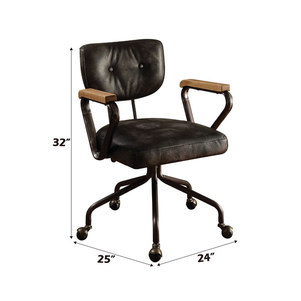 Hallie - Executive Office Chair - Vintage Black Top Grain Leather