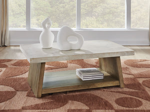  while the spacious shelf is a casually cool spot for displaying decor. Casters let 