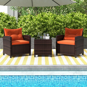 The strong and sturdy steel frame ensures the sturdiness of the set<br>Hand-woven rattan can withstand moderate rain or wind in outdoor<br>A wide armrest in suitable height is good for supporting and relaxing your arm<br>Thick and soft cushion with a high