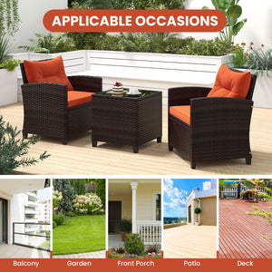 The strong and sturdy steel frame ensures the sturdiness of the set<br>Hand-woven rattan can withstand moderate rain or wind in outdoor<br>A wide armrest in suitable height is good for supporting and relaxing your arm<br>Thick and soft cushion with a high