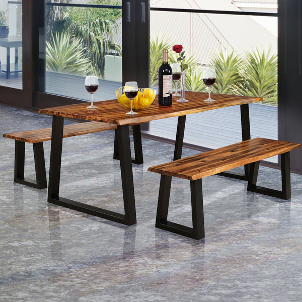 Acacia wood and metal legs  stable enough to hold up to 385 lbs<br>The real wood texture and polished surface  caters to the taste of contemporary society<br>Matches with table and rattan furniture  gives abundant and harmonious collocation<br>Thick panel