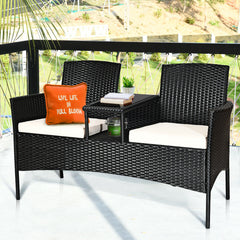 Rugged steel frame is durable and sturdy<br>High-quality rattan is weather-resistant and fade-resistant<br>Tempered glass table top is fixed by powerful suckers<br>Soft seat cushions is filled with high-density sponge<br>The zippered cover is removable an
