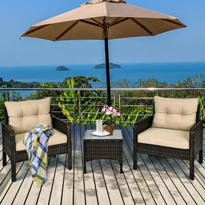 Made of high-quality PE rattan with strong toughness  it is not easy to break<br>Sturdy metal frame structure with superior load-bearing performance<br>A soft sponge filled cushions  comfortable and breathable<br>The thick tempered glass tabletop is sturd