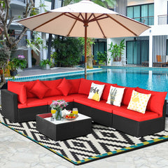 Free combination of sectional sofa as per your needs<br>Solid structure with L shape aluminum feet<br>Exquisite PE wicker frame adds unique charm<br>Comfortable sofa set with thick cushions and soft pillows<br>The cover of seat cushion is removable and wa