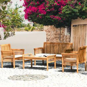Features Acacia wood frame ensures sturdiness and durability<br>Thick and soft cushions will provide you excellent comfort<br>Curved armrest in suitable height to rest your arm<br>Cover with zipper of cushion is convenient to be taken off and washed<br>Cu